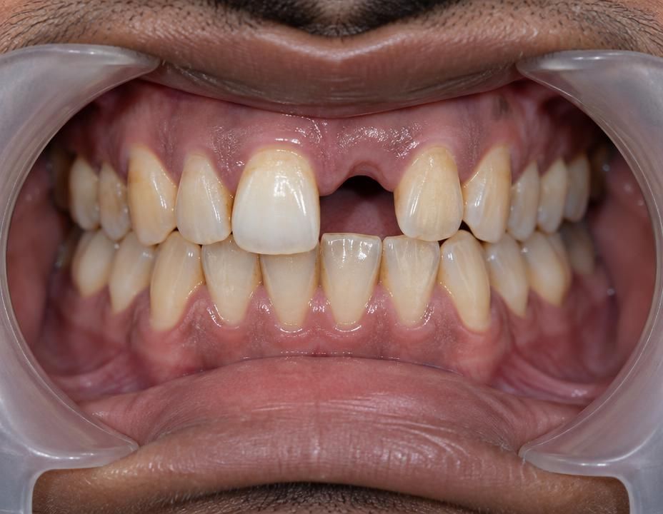 Single Front-Tooth Implant — before treatment